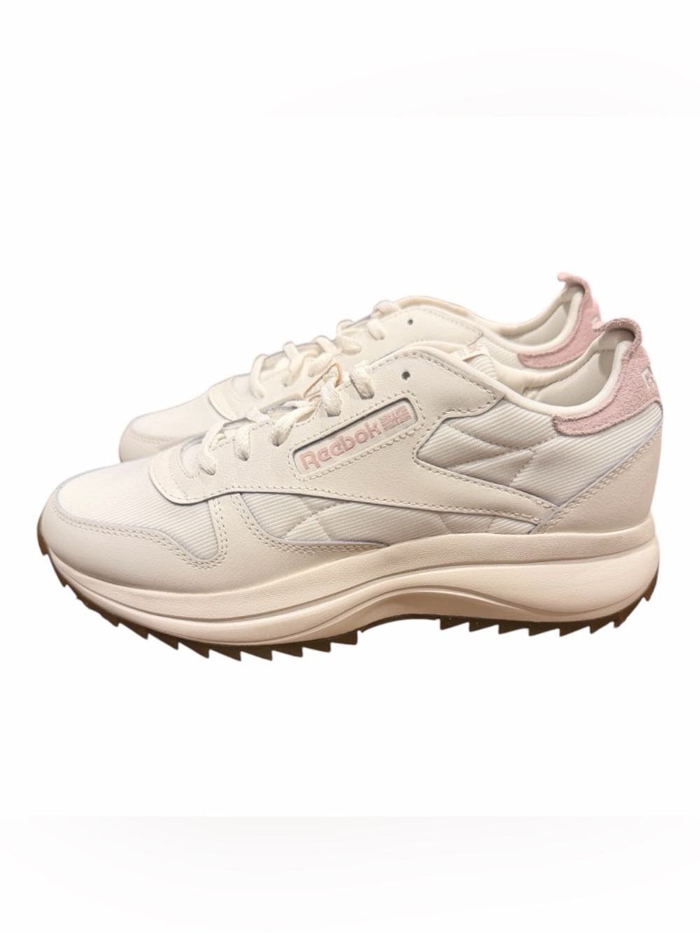Reebok Women's White Sneakers with Pink Accents and Gum Outsole - Picture 6 of 11